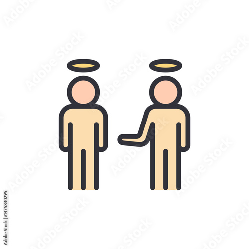 Angelic Interaction Depicting Guidance Or Support Between Two People