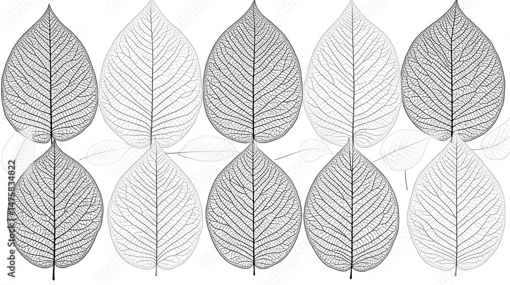 Obraz premium Botanical Leaf Vein Composition, Organic Artistry in Delicate Form Pattern