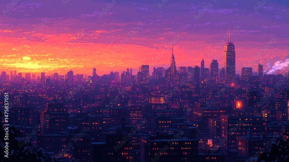 Fototapeta premium City skyline at sunset