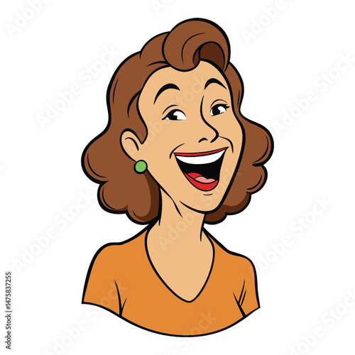A woman laughing with joy, her eyes sparkling and mouth open in a genuine, carefree smile, radiating warmth, happiness, and the beauty of the moment.
