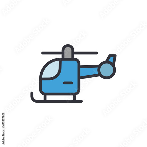 Simple Blue Helicopter Isolated On A Transparent Canvas Design