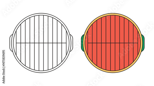 Illustration grill retro line unique design