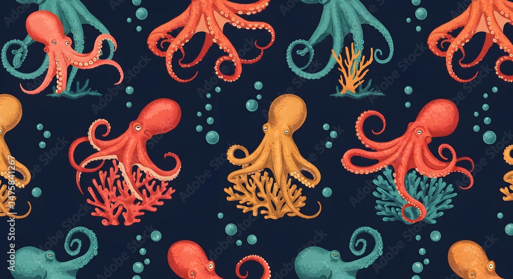 Colorful octopus pattern seamless design Colorful octopus pattern seamless design
