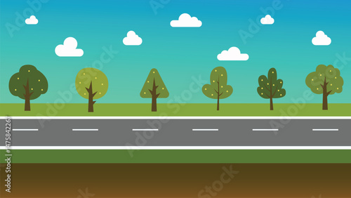 road landscape animation background vector illustration