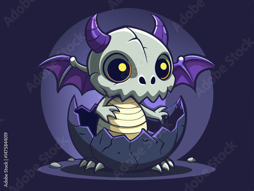 skeleton dragon hatchling in an eggshell 