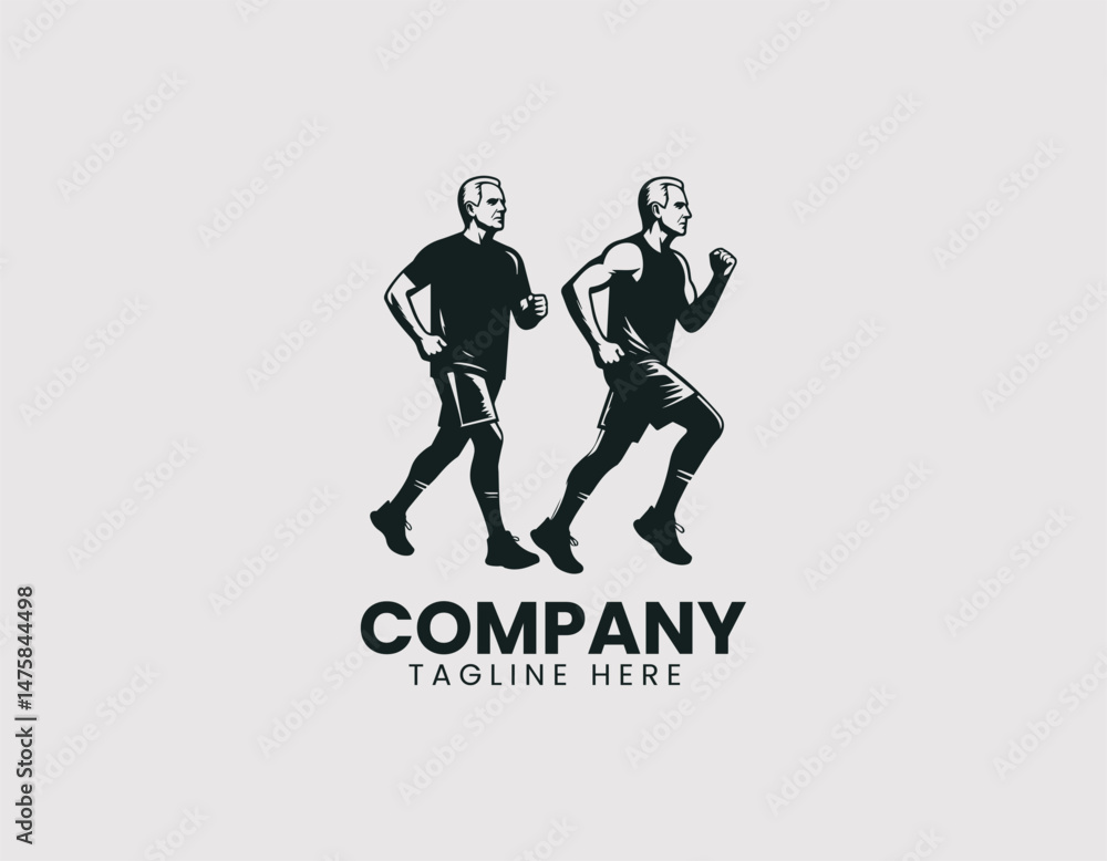 Active Senior Man Jogging in Sportswear Vector Logo Design, Elderly Man Running in Athletic Wear Vector Logo Active Senior Man Jogging in Sportswear Vector Logo Design, Elderly Man Running in Athletic Wear Vector Logo