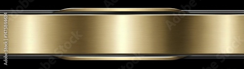 A shiny, horizontal gold metal plate with a brushed texture and a black background.