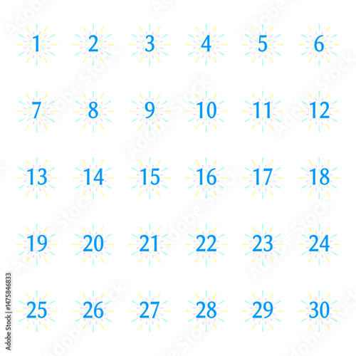 花火　 数字ラベル1-30