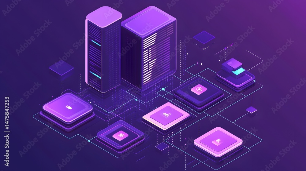 Abstract illustration of data center architecture. Abstract illustration of data center architecture.
