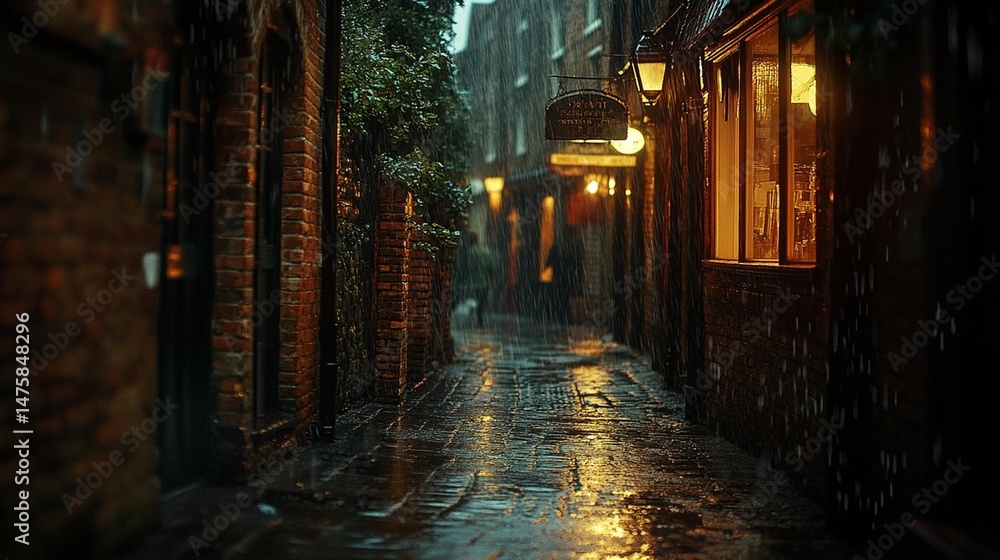 Fototapeta premium Rainy Night Alley