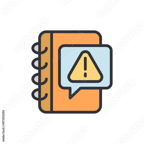 Notification Symbol On Notebook Signifying Reminder About Caution