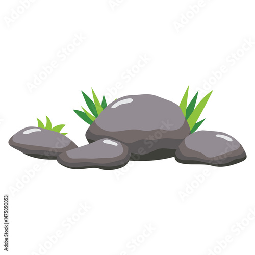 rock and grass transparent background element