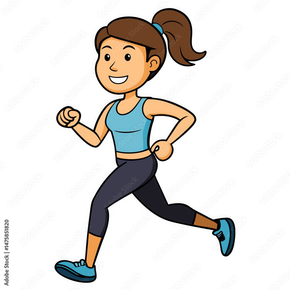 Healthy full body female athlete in sportswear run, happy smiling jogging on white background Healthy full body female athlete in sportswear run, happy smiling jogging on white background