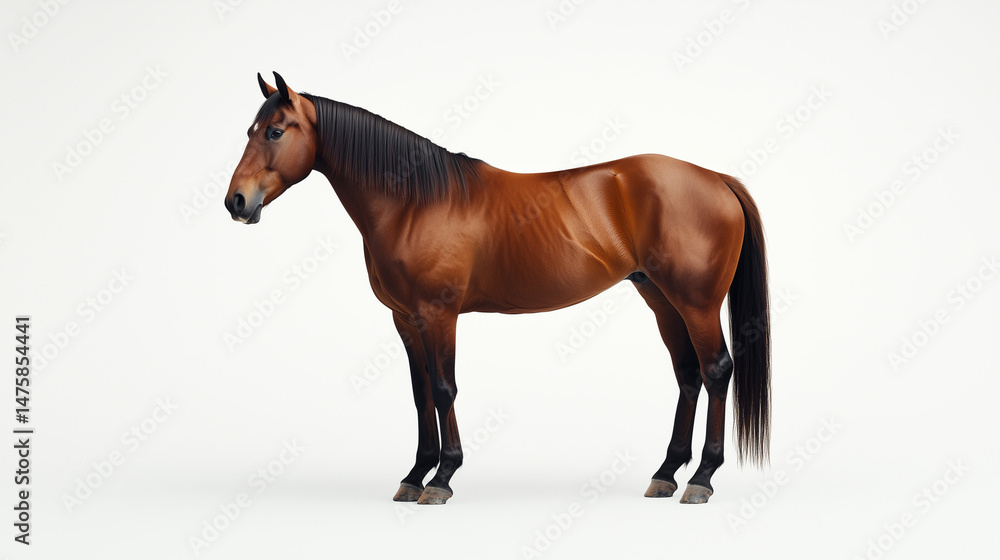 Obraz premium Majestic bay horse standing gracefully, embodying elegance and strength in minimalist beauty