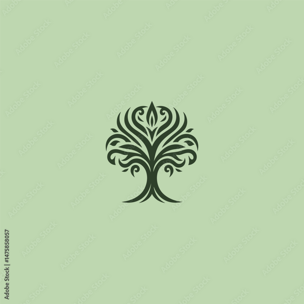 Obraz premium Abstract tree logo with stylized and minimal structure.