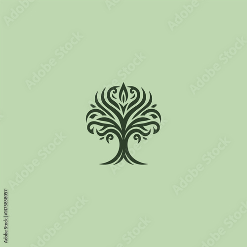 Abstract tree logo with stylized and minimal structure.