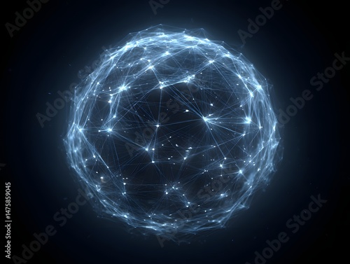 Abstract Digital Sphere Representation with Connecting Lines and Lights