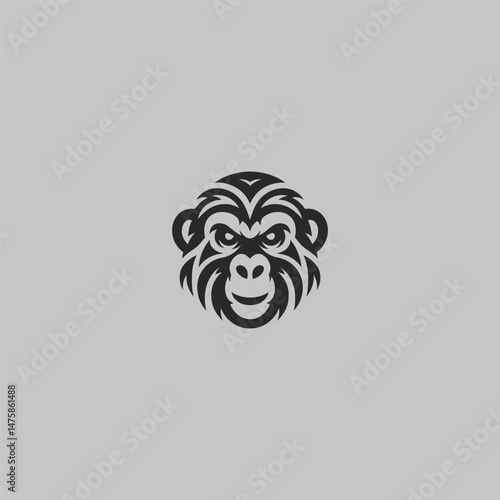 Abstract ape logo in strong and simplified illustration style.