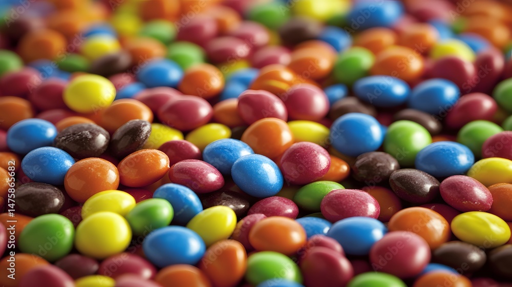 Close-up view of colorful, round candies. Close-up view of colorful, round candies.