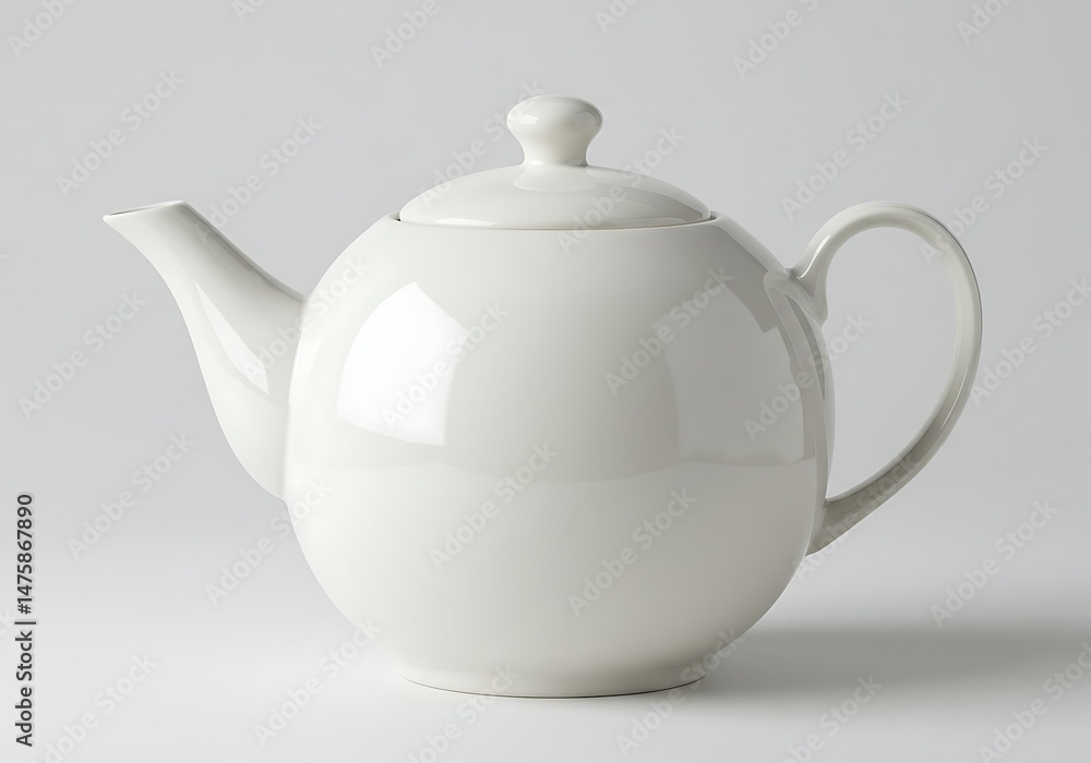 A simple white ceramic teapot on a white background A simple white ceramic teapot on a white background