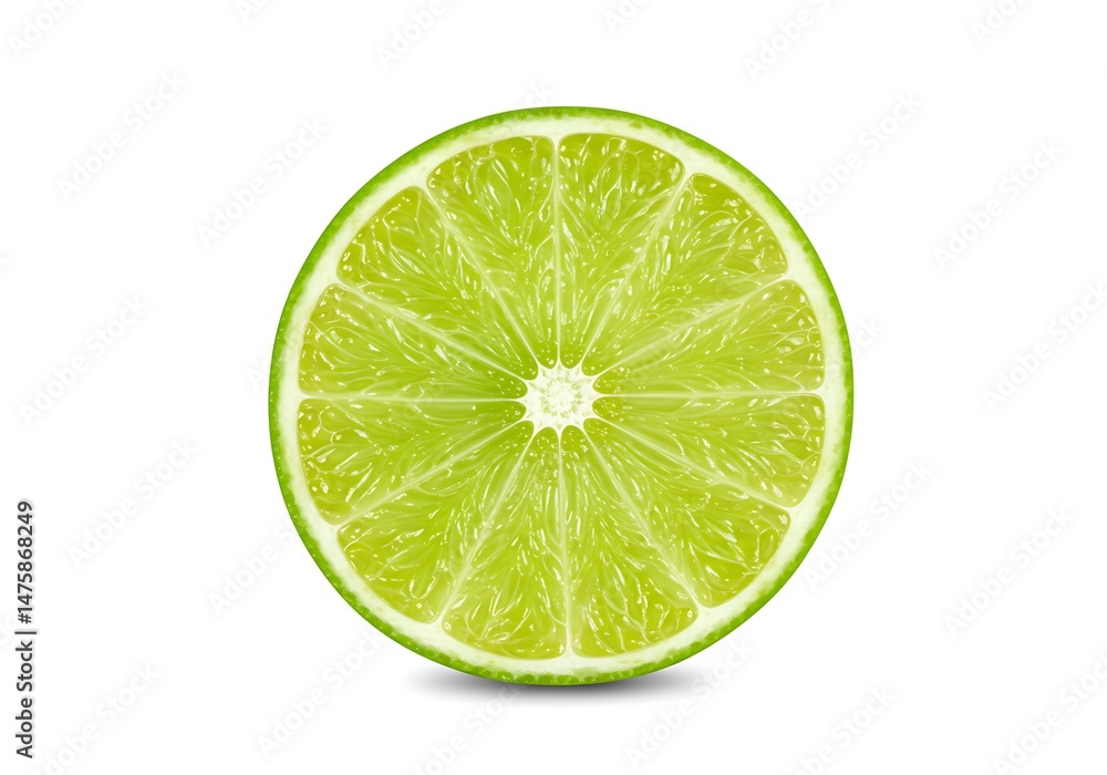 A cross section of a lime on a plain white background A cross section of a lime on a plain white background