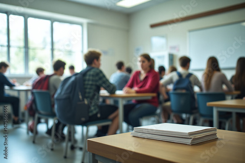 classroom full of children sitting at desks with books