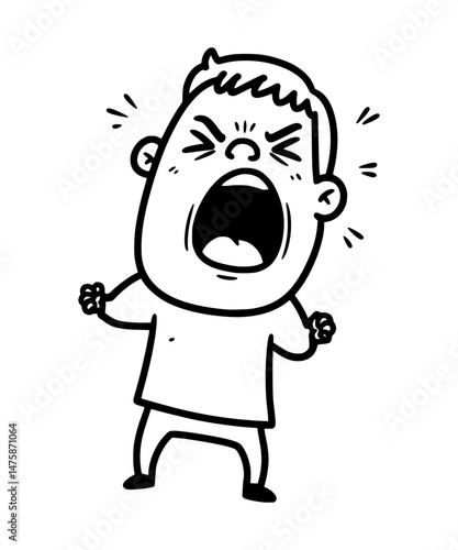 Man screaming in anger clipart