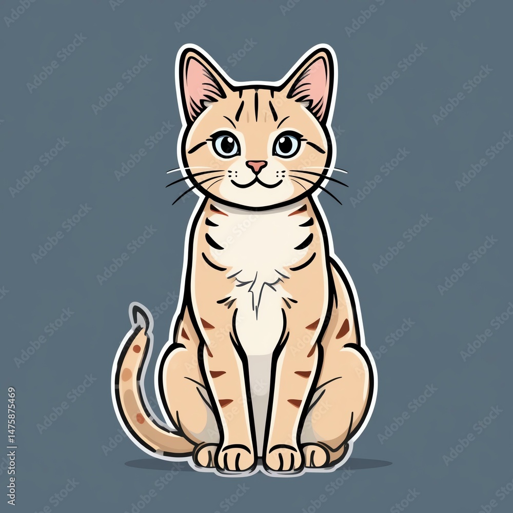A charming illustrated cat character, featuring expressive eyes and playful stripes, perfect for various creative projects. A charming illustrated cat character, featuring expressive eyes and playful stripes, perfect for various creative projects.