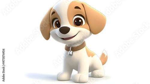 Adorable cartoon dog character design with a happy expression.