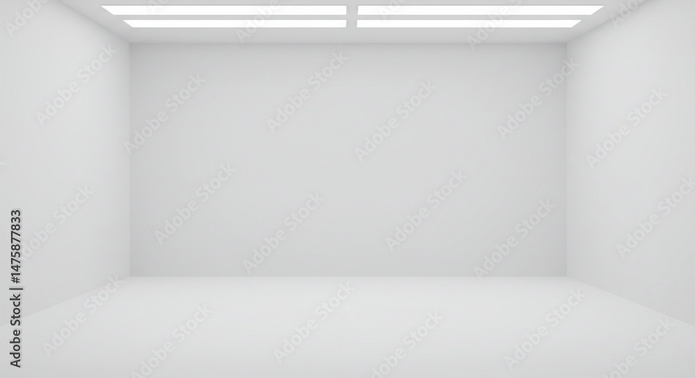 Fototapeta premium Minimalist Empty White Room Interior Design: Perfect Blank Canvas for Product Displays and Creative Projects. High quality professional stock photo suitable for commercial use.