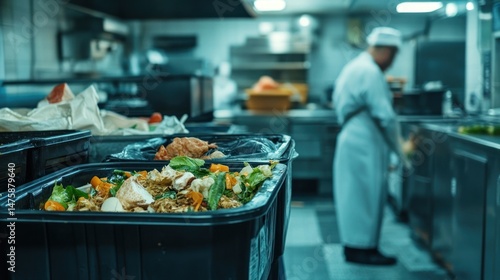 Fototapeta Naklejka Na Ścianę i Meble -  Restaurant Kitchen Waste: A Glimpse into Sustainable Practices