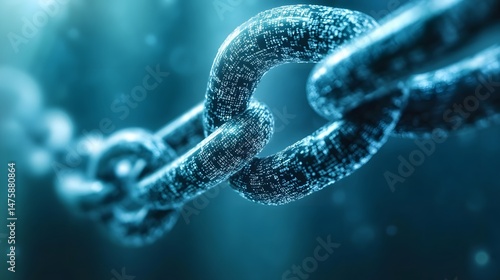 Abstract digital chain link in cool tones.