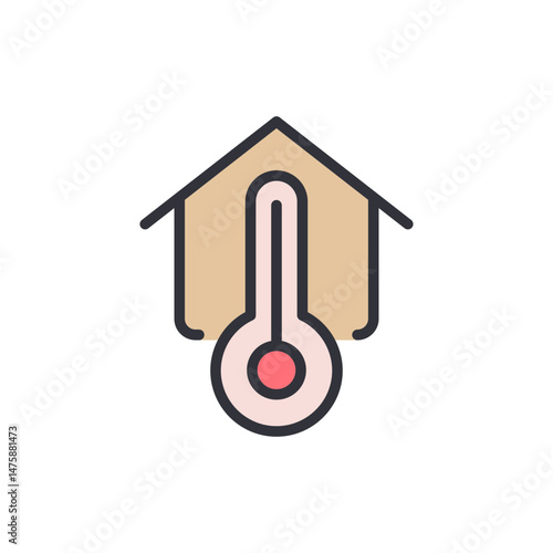 Icon Of Thermometer Inside Home Symbolizing Climate Control Or Home Temperature