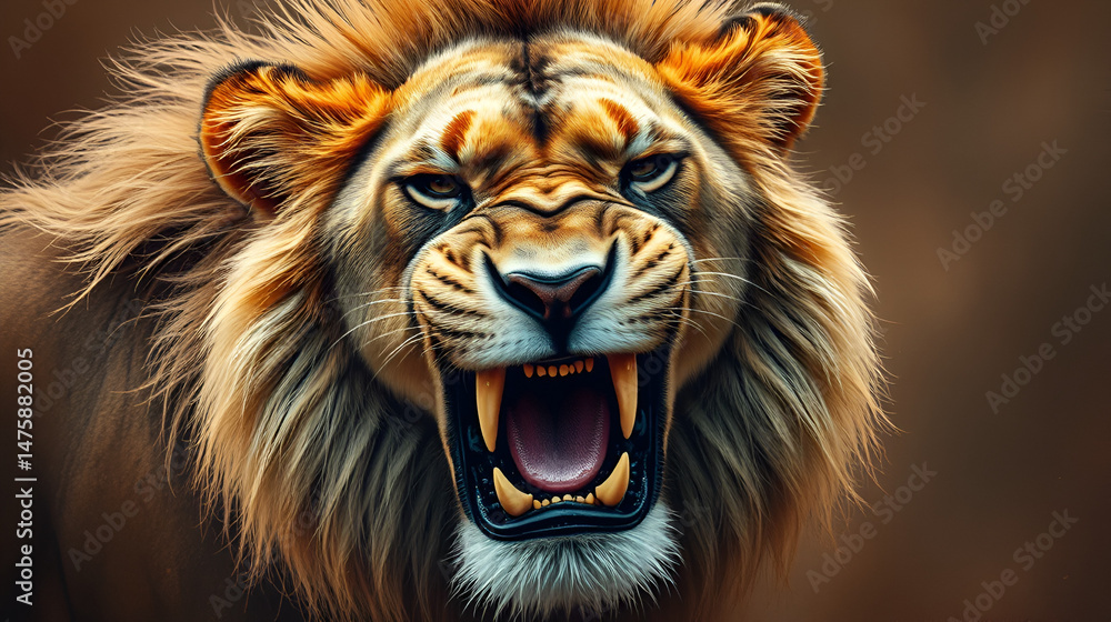Naklejka premium Title: Print screen T-shirt, Graphic art African lion Beauty design. background, parent, cruel, battle, encounter, textures, detail, grumble, growl, africa, jpeg.