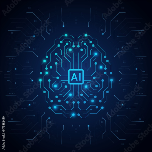 Artificial Intelligence Circuit Brain Illustration