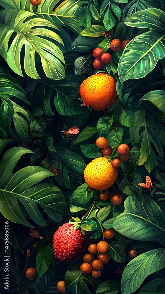 Fototapeta premium Tropical fruits and greenery