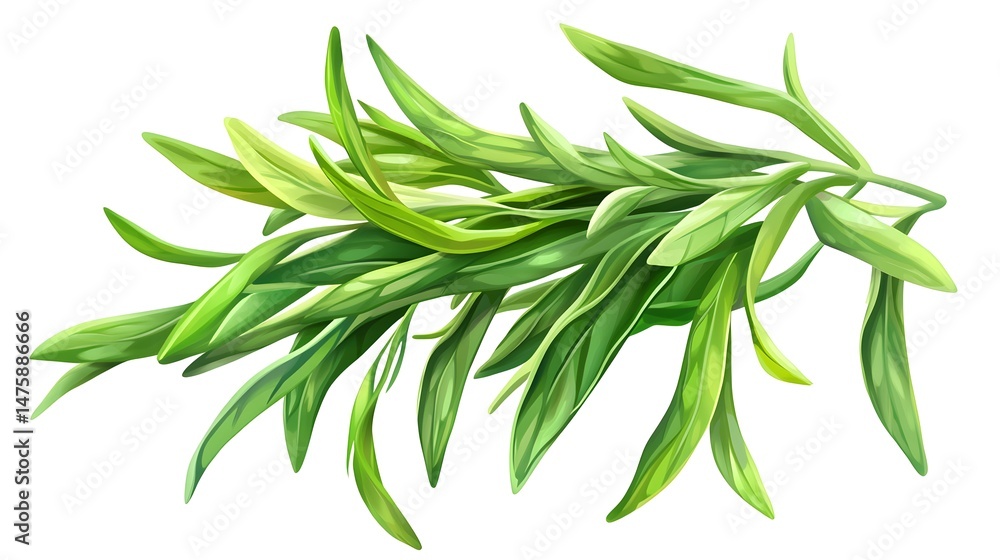 Fototapeta premium Detailed illustration of fresh, vibrant greenery.
