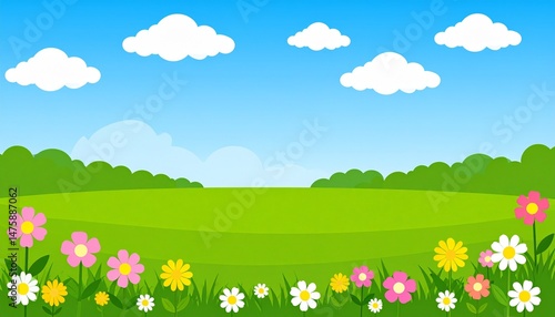 Illustration of a flower meadow in spring. Generative AI