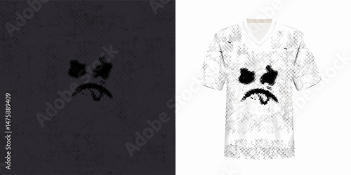 Emoji face drawing, grunge retro good vibes typography. Vector illustration design for fashion graphics, t shirt prints.