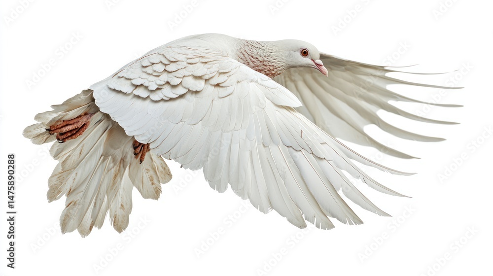 Naklejka premium Elegant White Dove in Flight: A Symbol of Peace and Serenity