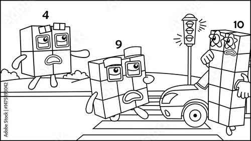 man and car number blocks icon shaped vector illustration 24