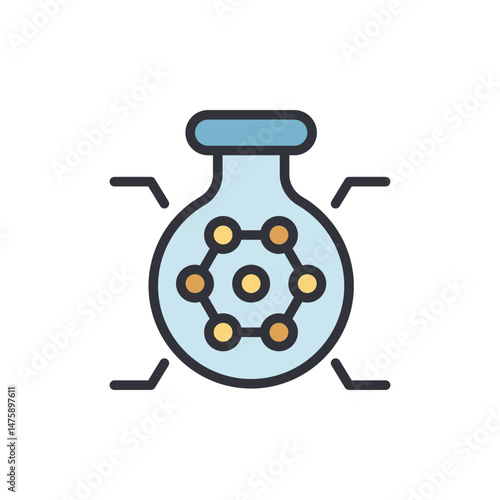 Chemical Experiment Beaker With Molecule For Research And Discovery