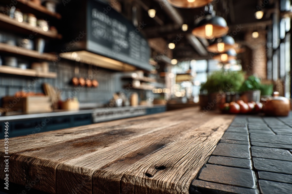 Kitchen Counter and Rustic Decor. Close-up of a wooden kitchen counter with stylish decor. Kitchen Counter and Rustic Decor. Close-up of a wooden kitchen counter with stylish decor.