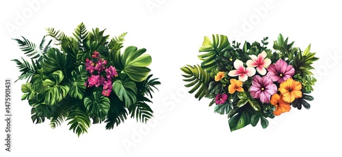 Tropical Floral Arrangements Lush Greenery and Vibrant Blooms