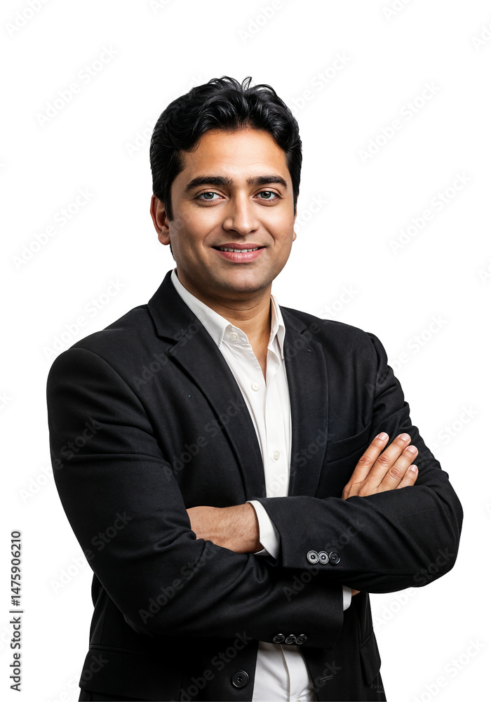 Confident Young Businessman Smiling with Arms Crossed, Ready for Leadership Confident Young Businessman Smiling with Arms Crossed, Ready for Leadership