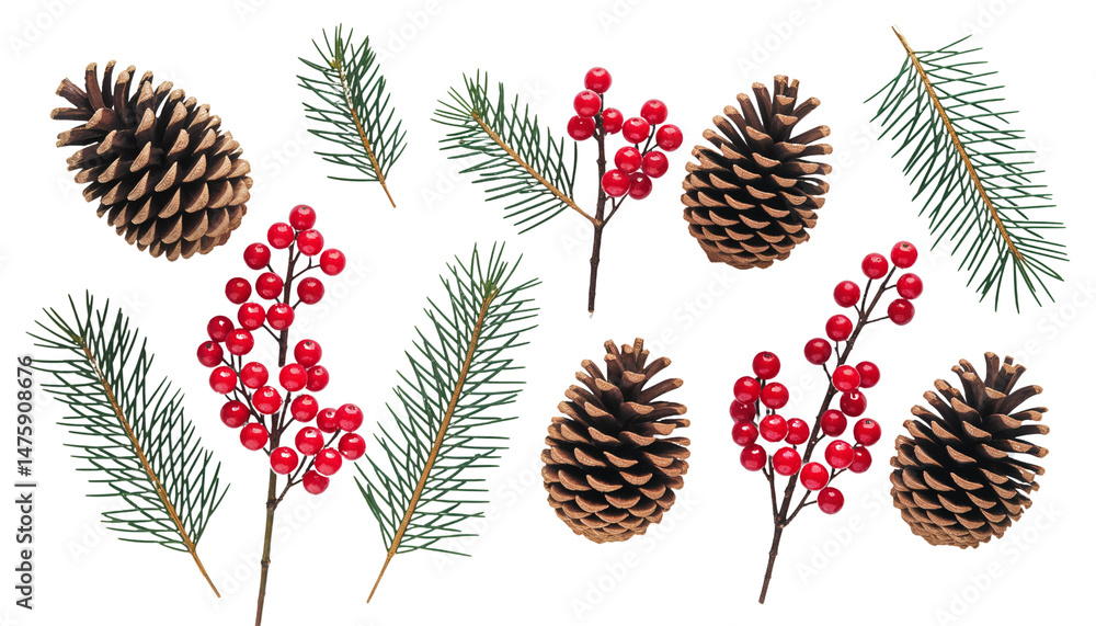 Fototapeta premium Festive Arrangement of Pine Cones and Greenery