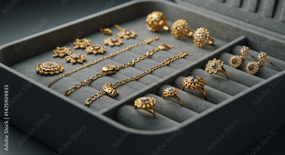 Elegant gold jewelry collection in velvet case for special occasions and gift inspiration