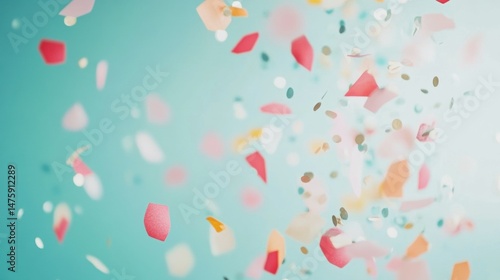 Obraz na płótnie A vibrant mix of pink, orange, and gold confetti rains down, creating a joyful atmosphere perfect for celebrations and special moments w salonie
