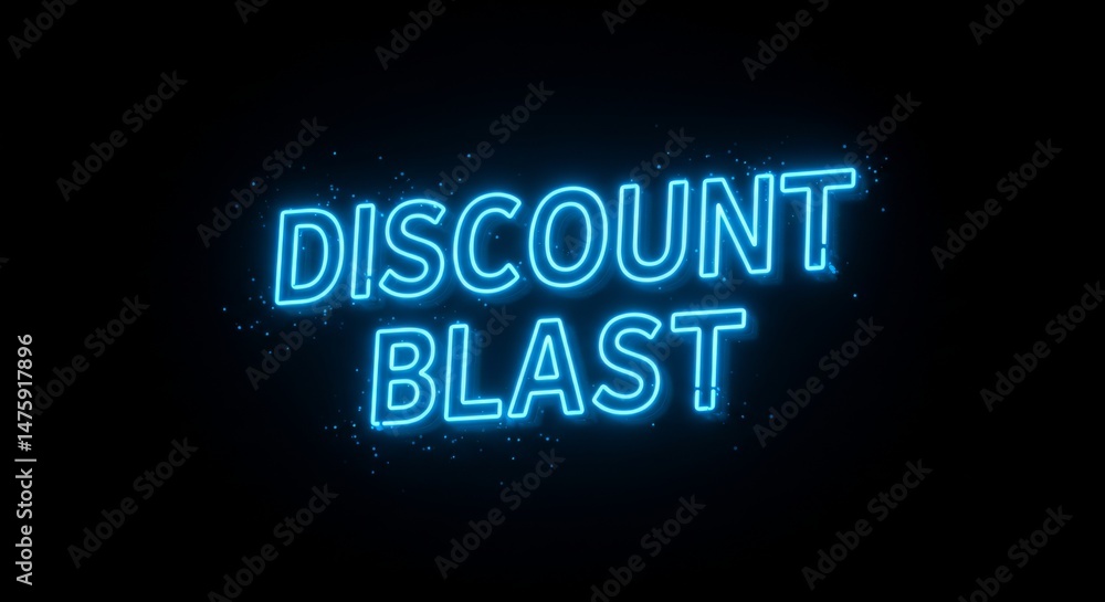 Obraz premium Discount blast neon sign glowing bright against black background for marketing design