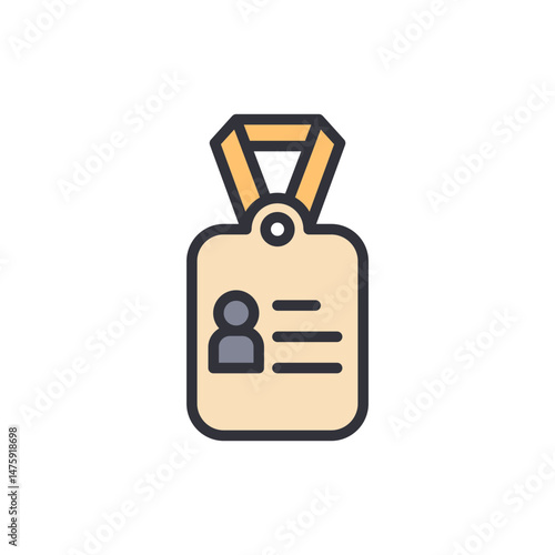 Stylized Icon Depicting Identification Badge Or Event Pass On Transparent
